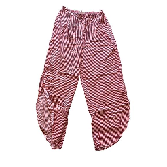 XIX Palms Hawaiian Red & White Striped Set Pants Shirt Women's Size Medium - Picture 3 of 7